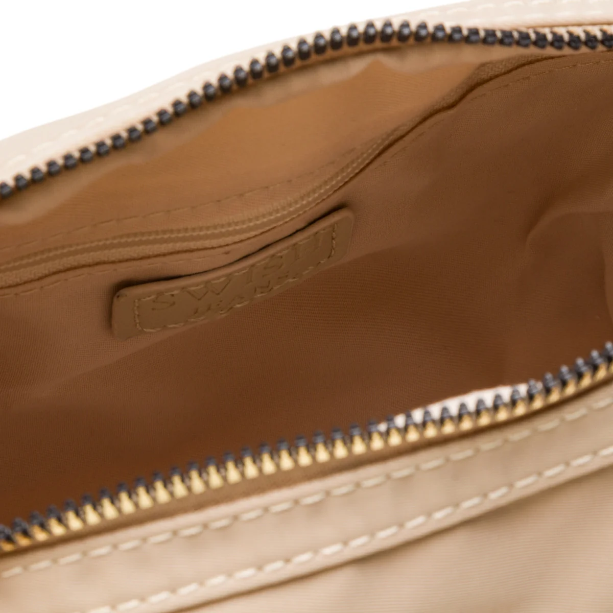 Borsa a tracolla beige da Donna in tessuto lucido con logo Swish Jeans - Image 5