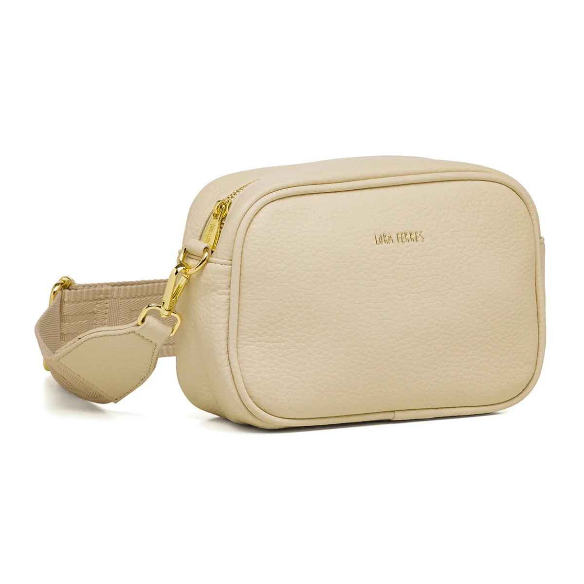 Borsa a tracolla bianco off-white con logo frontale Lora Ferres - Image 2