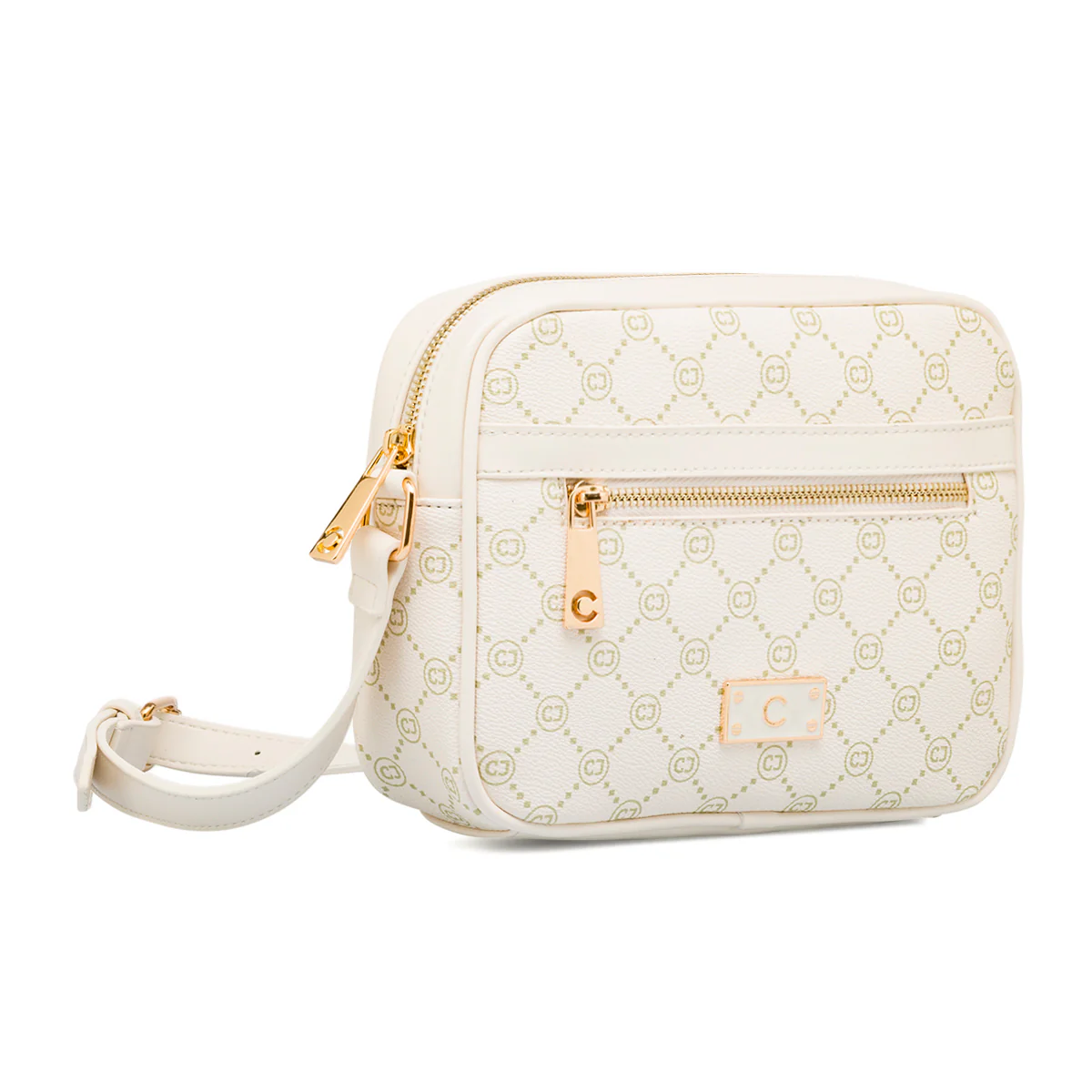 Borsa a tracolla Bianco Off White con logo stampato e zip dorata Carrera Jeans - Image 3