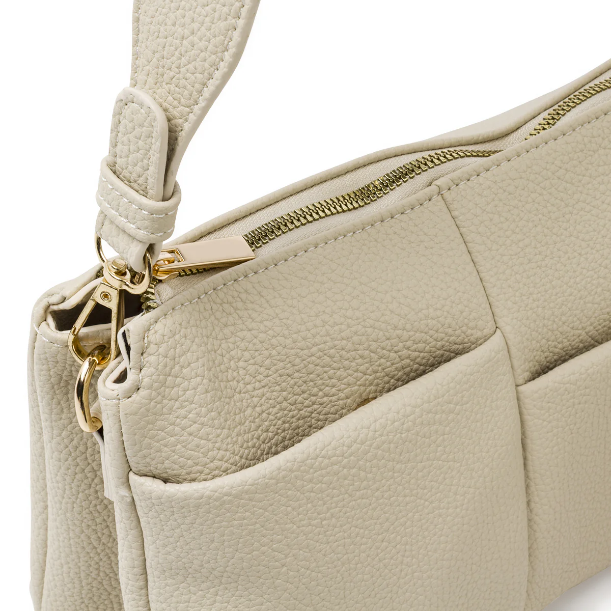 Borsa a tracolla bianco off white con tasche frontale Lora Ferres - Image 3