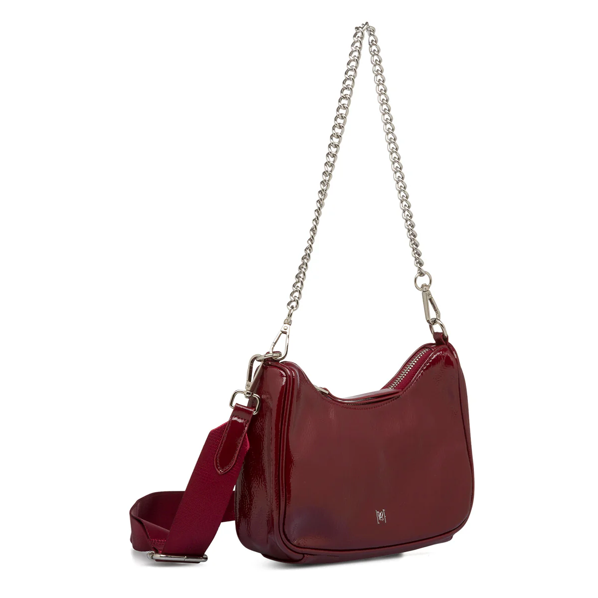 Borsa a tracolla bordeaux da donna con chiusura a zip Lora Ferres - Image 4