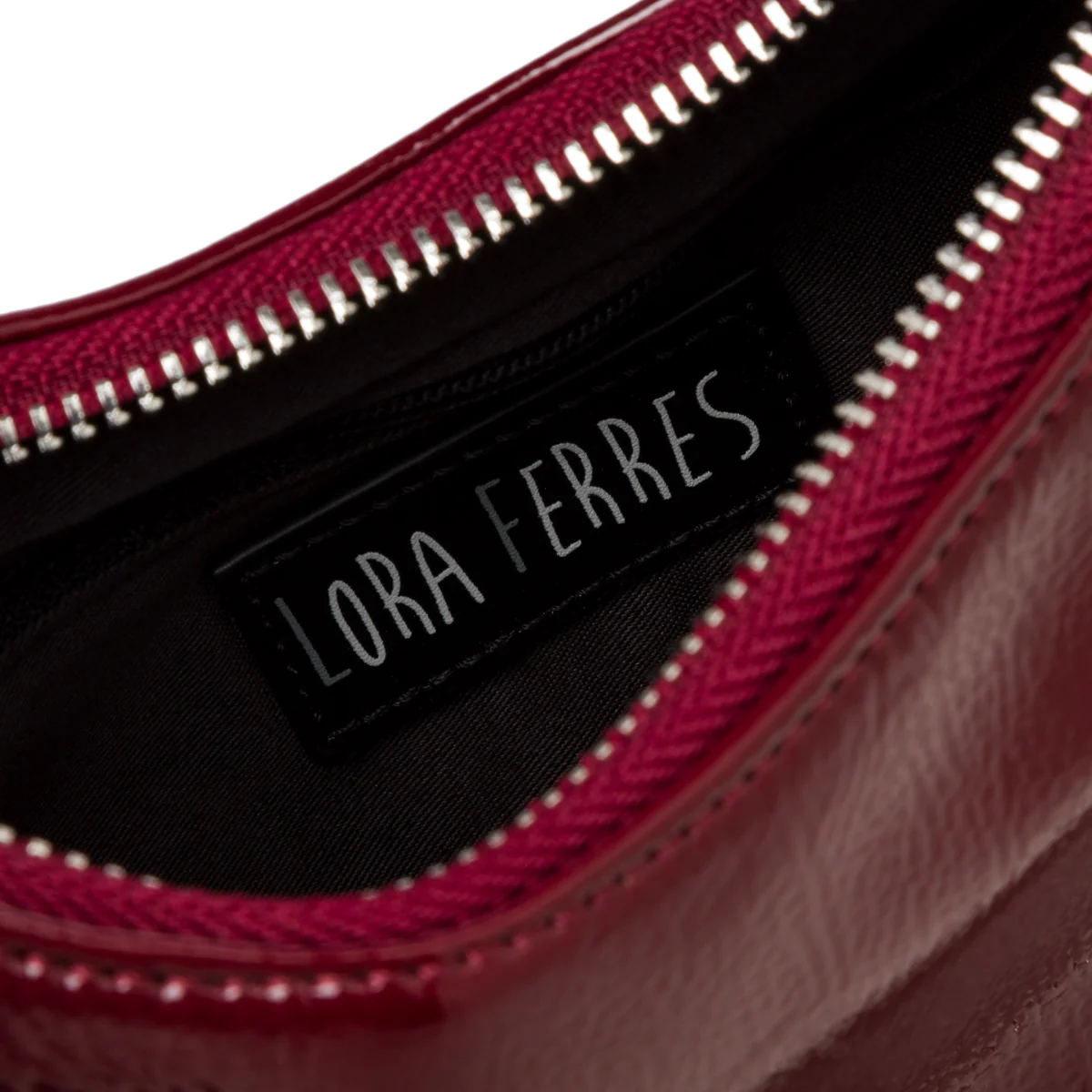 Borsa a tracolla bordeaux da donna con chiusura a zip Lora Ferres - Image 5
