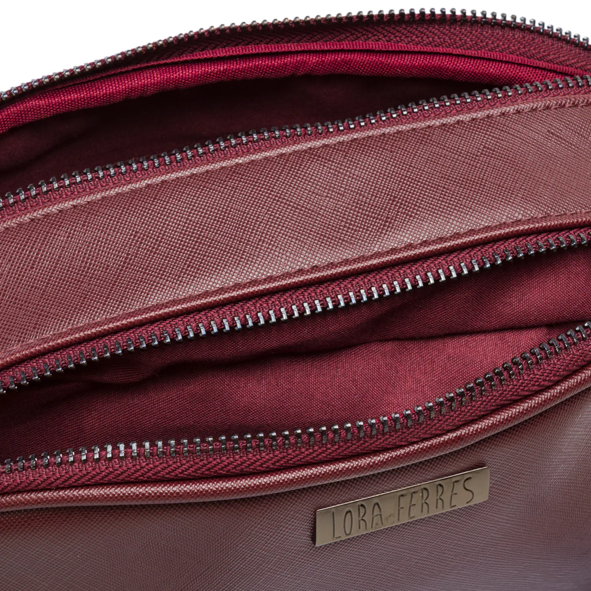 Borsa a tracolla Bordeaux da Donna con chiusura zip Lora Ferres - Image 4