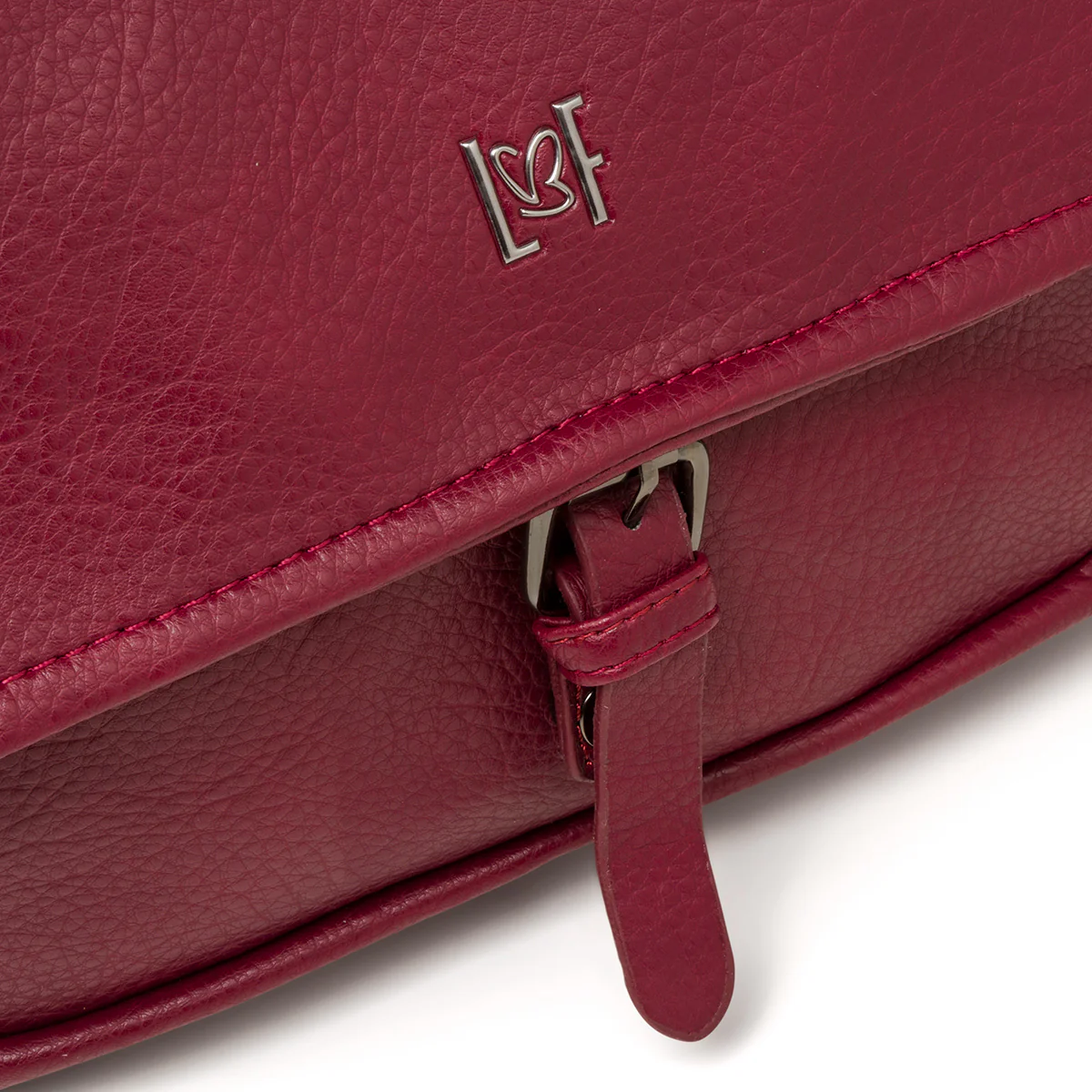 Borsa a tracolla bordeaux da donna con zip frontale Lora Ferres - Image 3