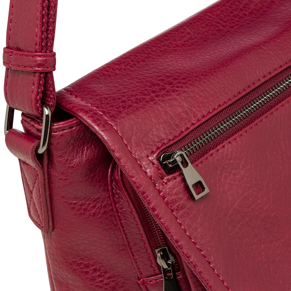 Borsa a tracolla bordeaux da donna con zip frontale Lora Ferres - Image 4