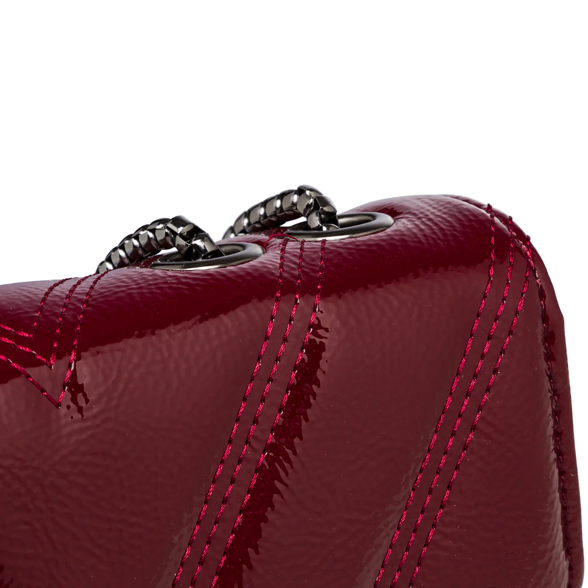 Borsa a tracolla bordeaux effetto vernice da donna Lora Ferres - Image 5
