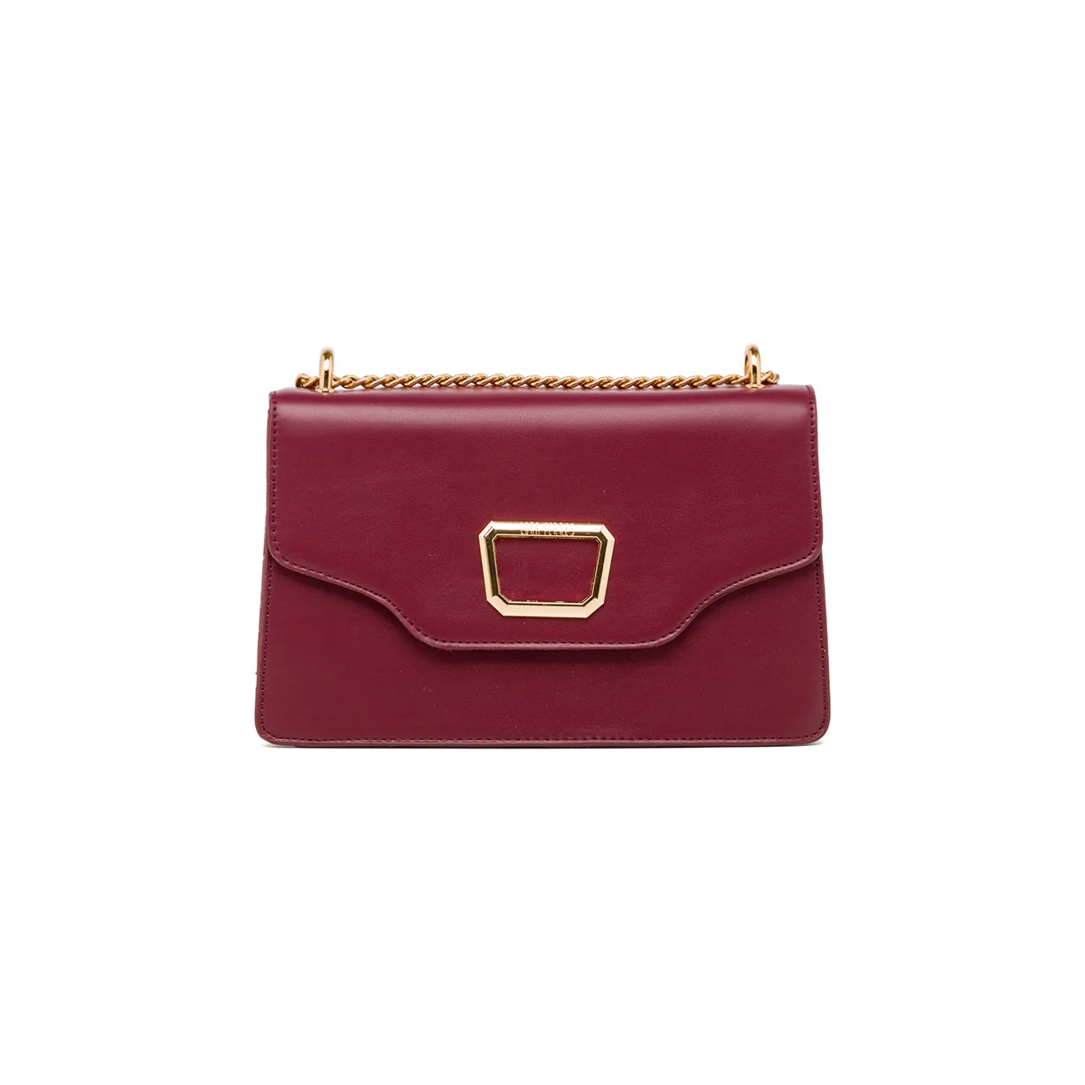Borsa a tracolla da donna bordeaux con logo in metallo Lora Ferres