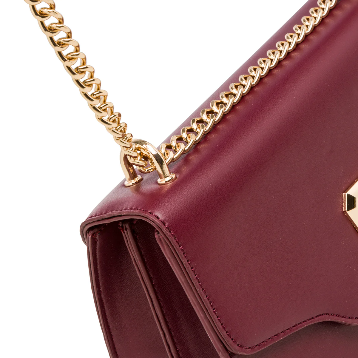 Borsa a tracolla da donna bordeaux con logo in metallo Lora Ferres - Image 3