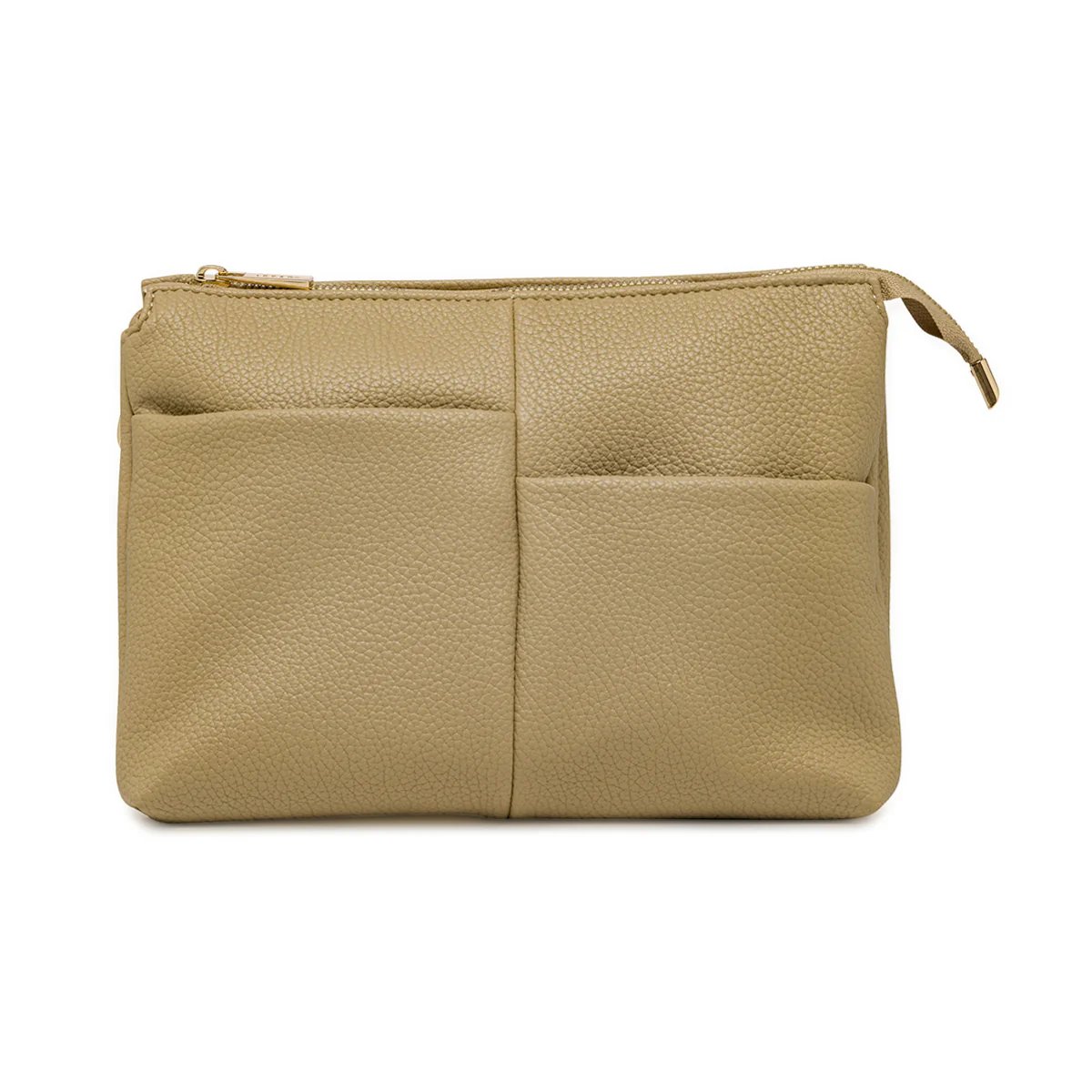 Borsa a tracolla da donna Lora Ferres beige con tasche frontali - Image 2