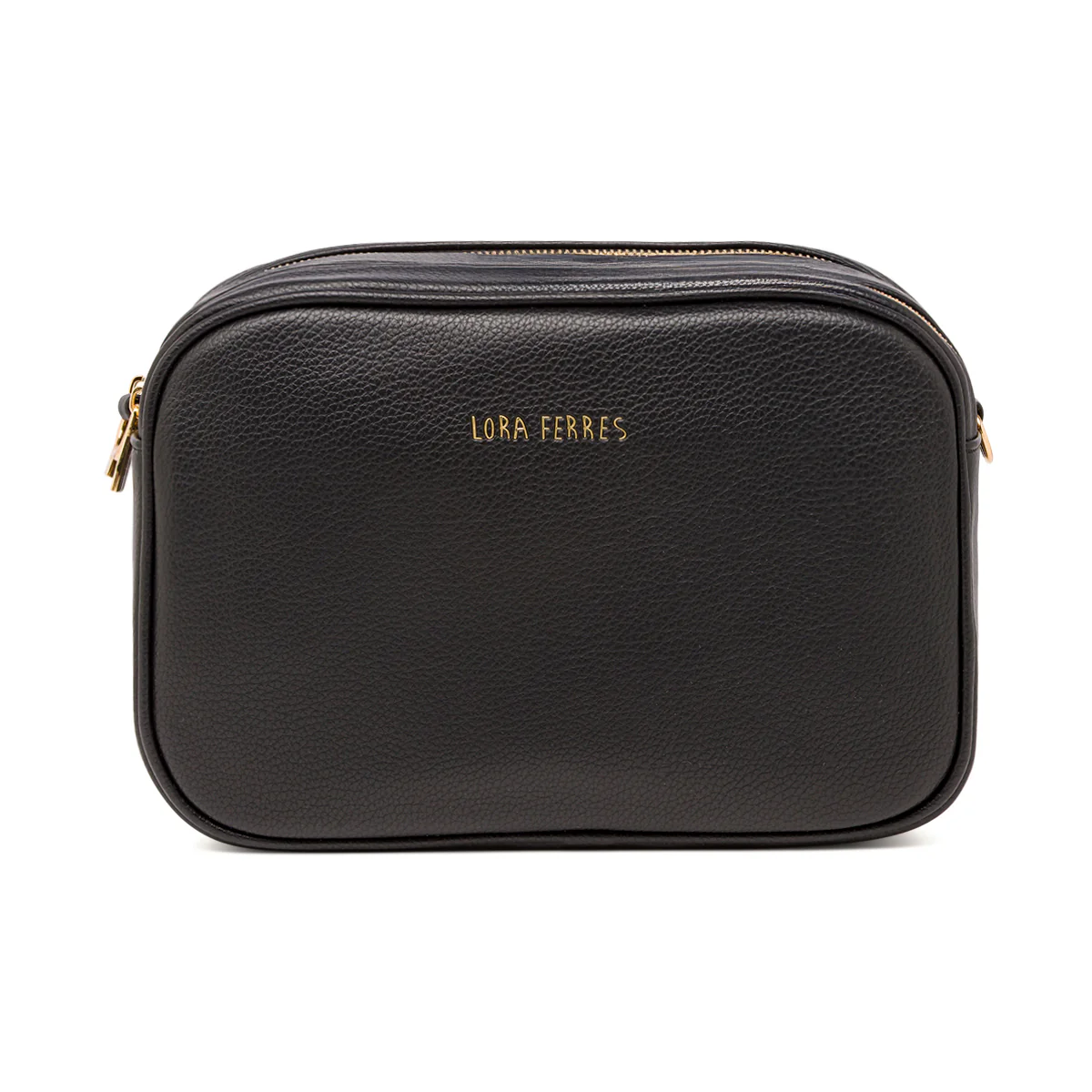Borsa a tracolla da donna Lora Ferres nera con zip doppie - Image 2