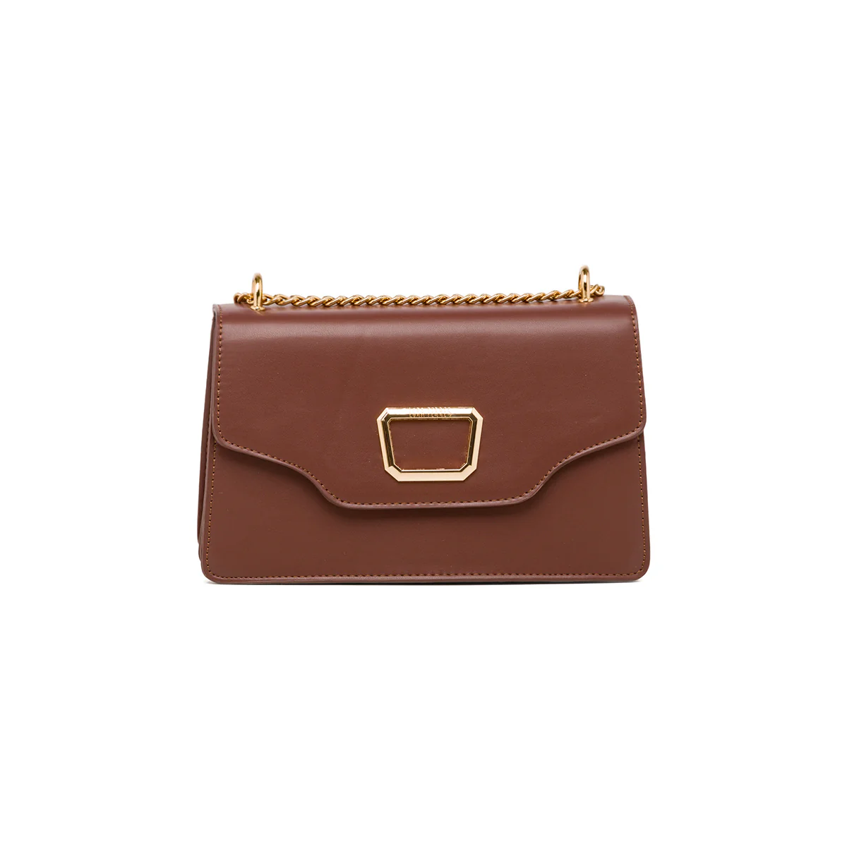 Borsa a tracolla da donna marrone con logo in metallo Lora Ferres