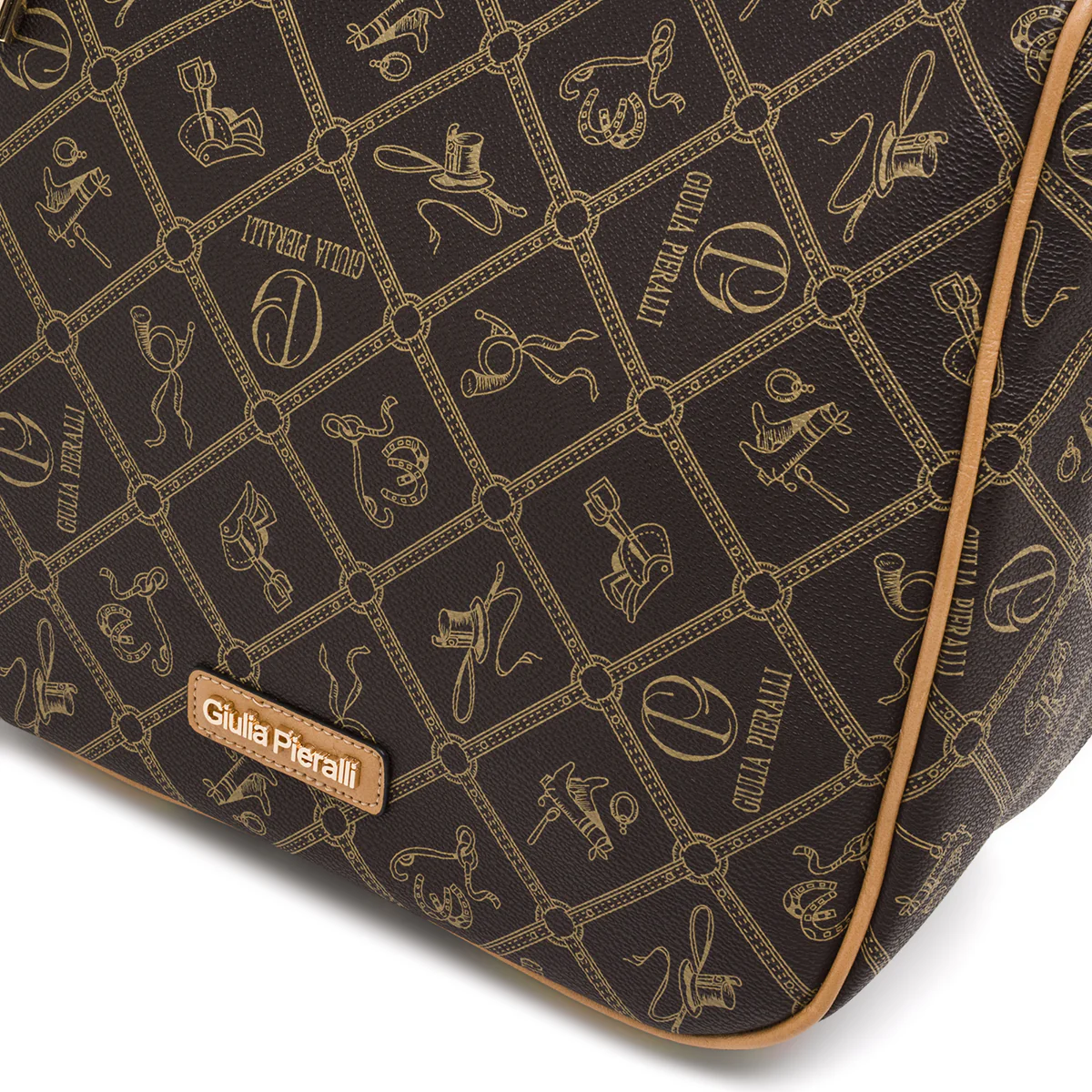 Borsa a tracolla da Donna marrone con stampa logo Giulia Pieralli - Image 4