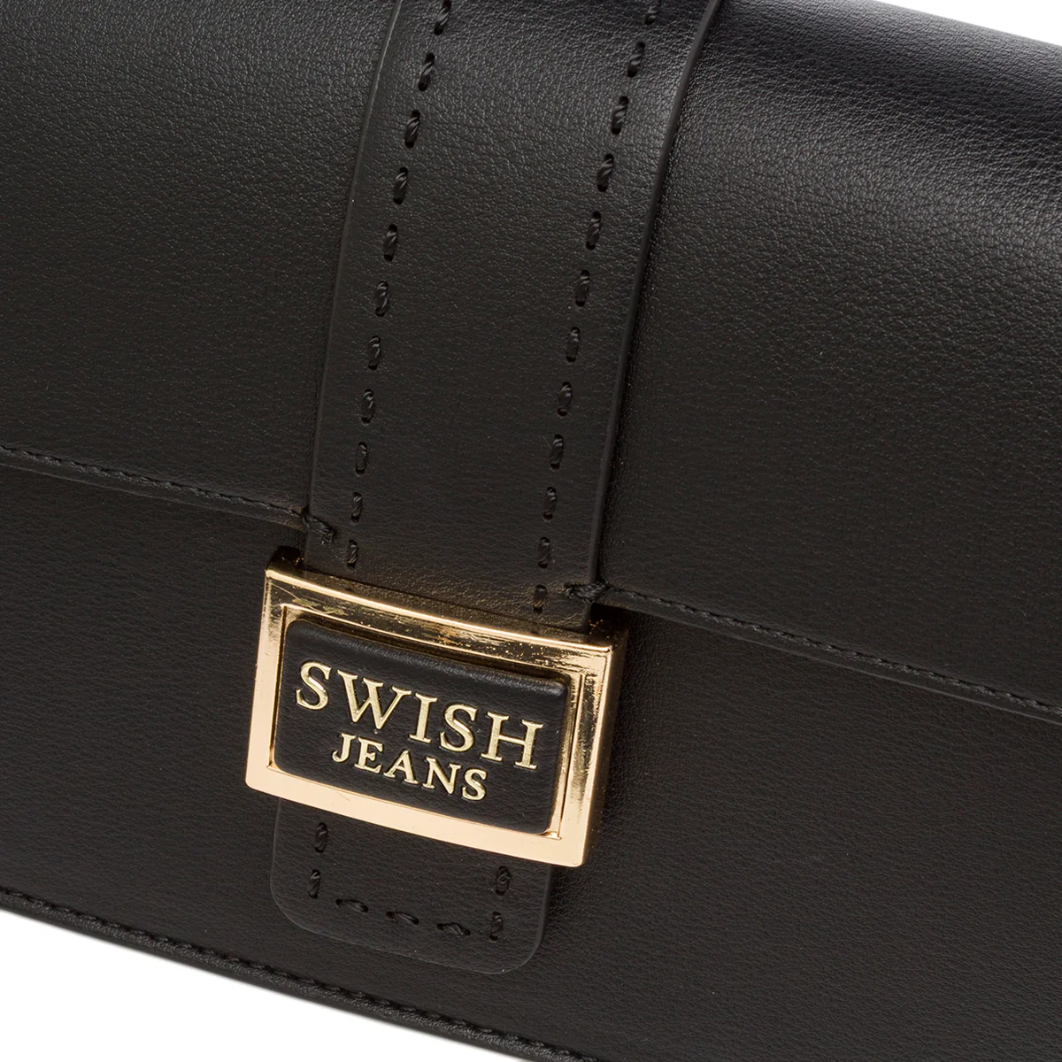Borsa a Tracolla da Donna Nera con Chiusura Logo Swish Jeans - Image 4