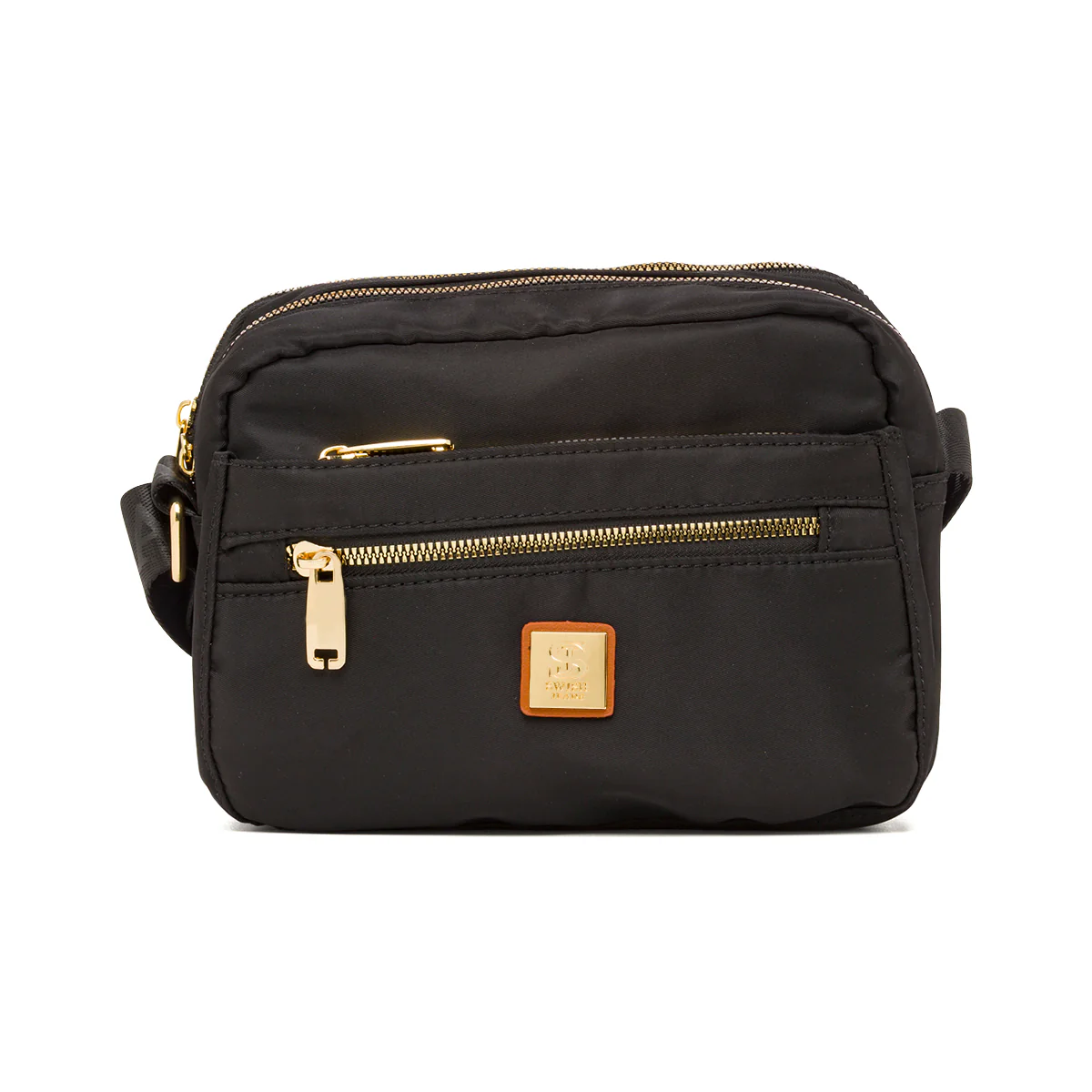 Borsa a Tracolla da Donna Nera con Dettagli Oro Swish Jeans