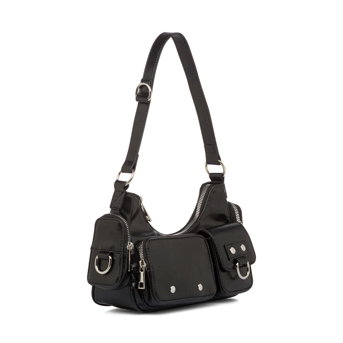 Borsa a tracolla da donna nera con tasche esterne Lora Ferres - Image 2