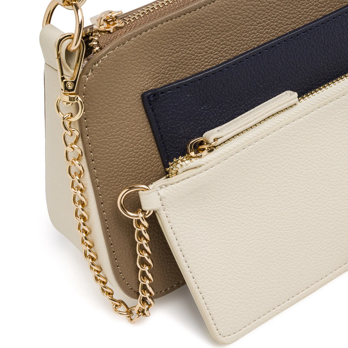Borsa a tracolla da Donna taupe e marrone con catena Lora Ferres - Image 4