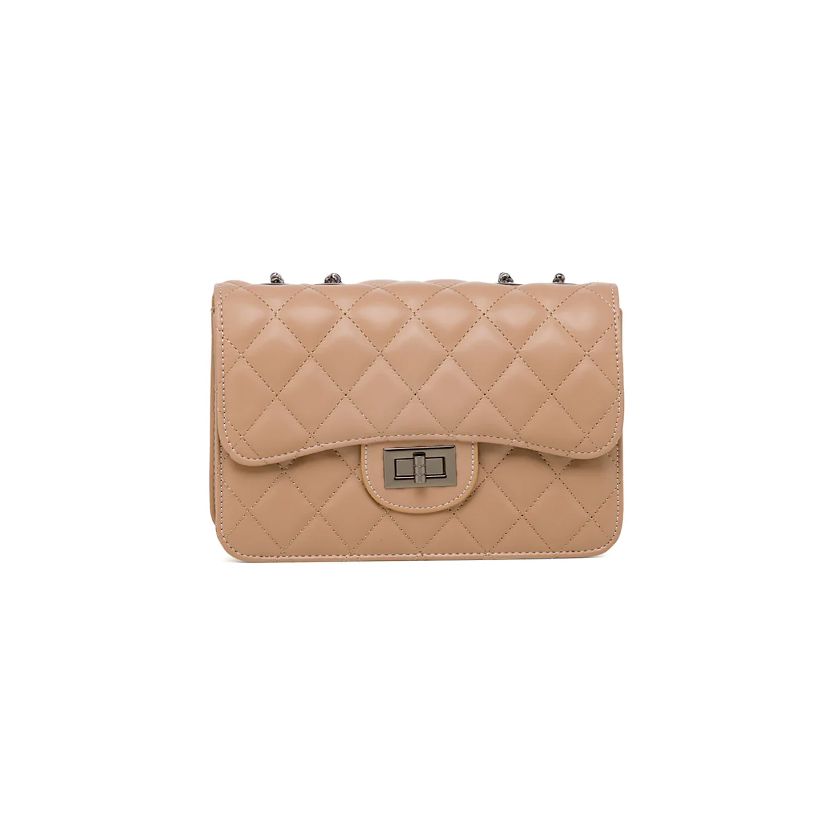 Borsa a tracolla da donna taupe effetto trapuntato Lora Ferres