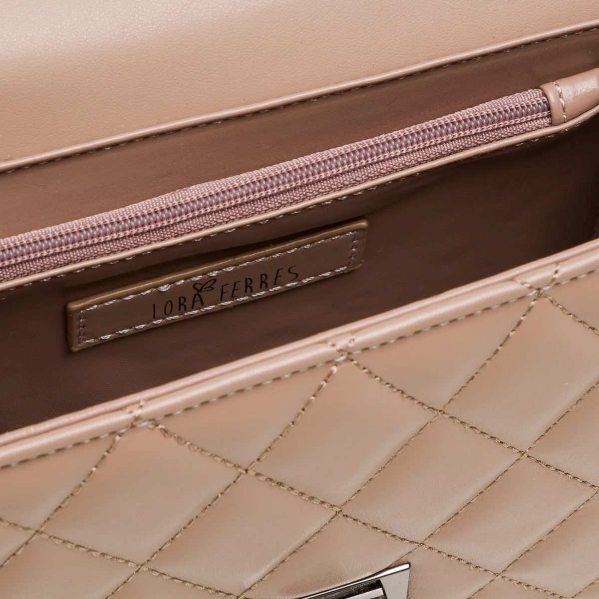 Borsa a tracolla da donna taupe effetto trapuntato Lora Ferres - Image 4