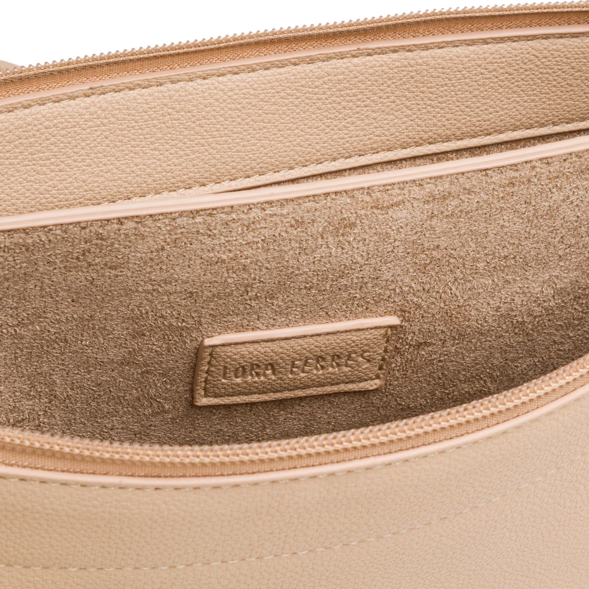 Borsa a tracolla donna beige con dettagli cuciture a vista Lora Ferres - Image 4