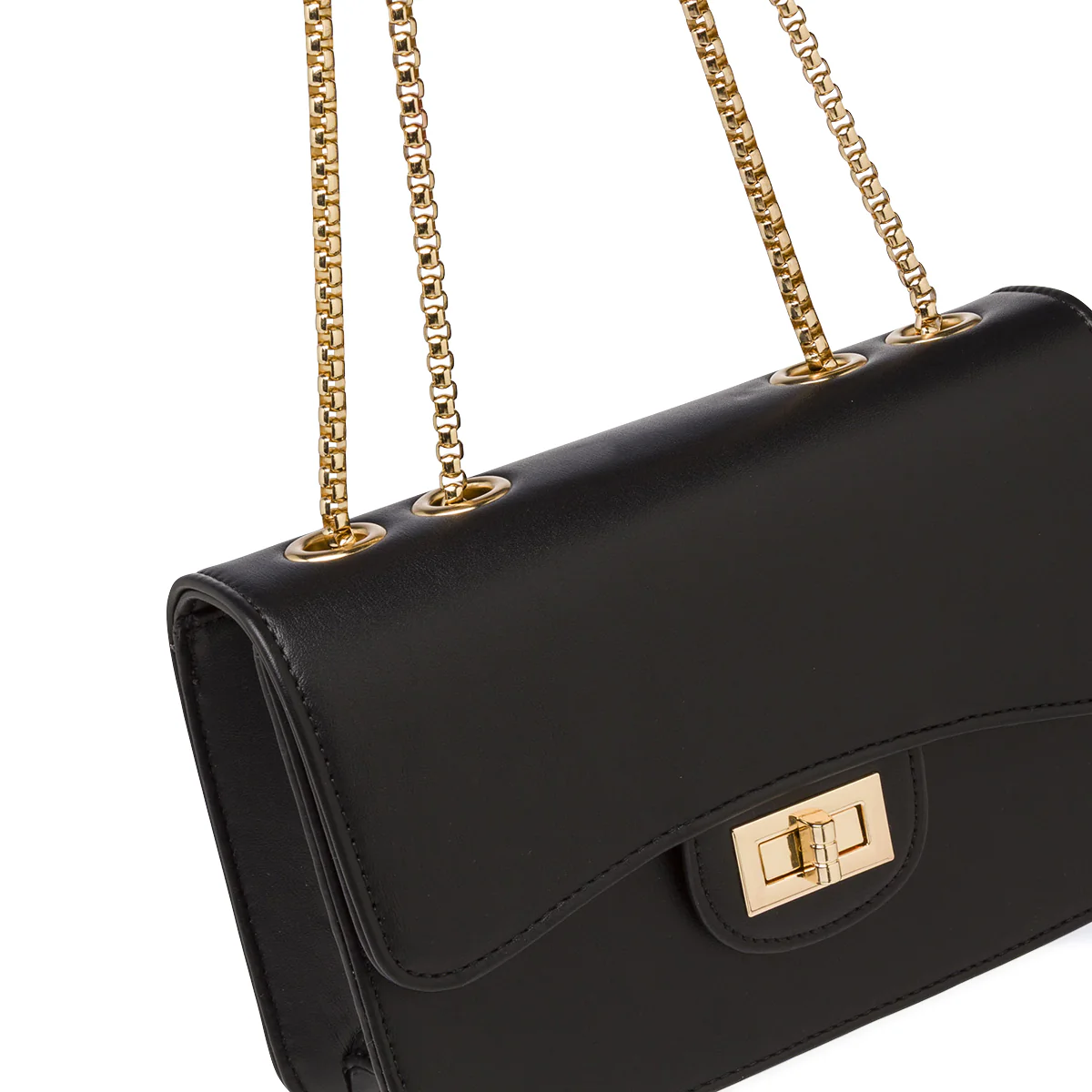 Borsa a tracolla donna nera Lora Ferres con catena metallica dorata - Image 3
