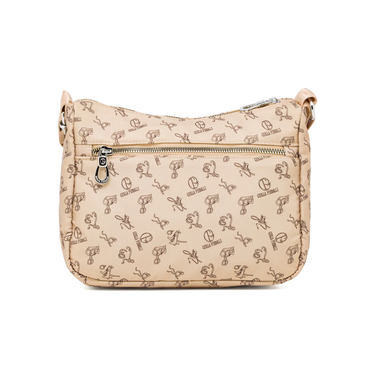 Borsa a tracolla Giulia Pieralli da donna taupe con stampa all-over - Image 3