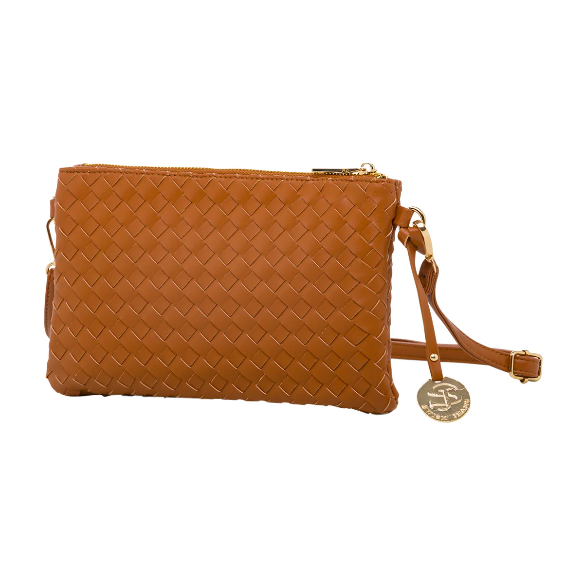 Borsa a tracolla marrone cuoio effetto intrecciato da donna Swish Jeans Cica - Image 2