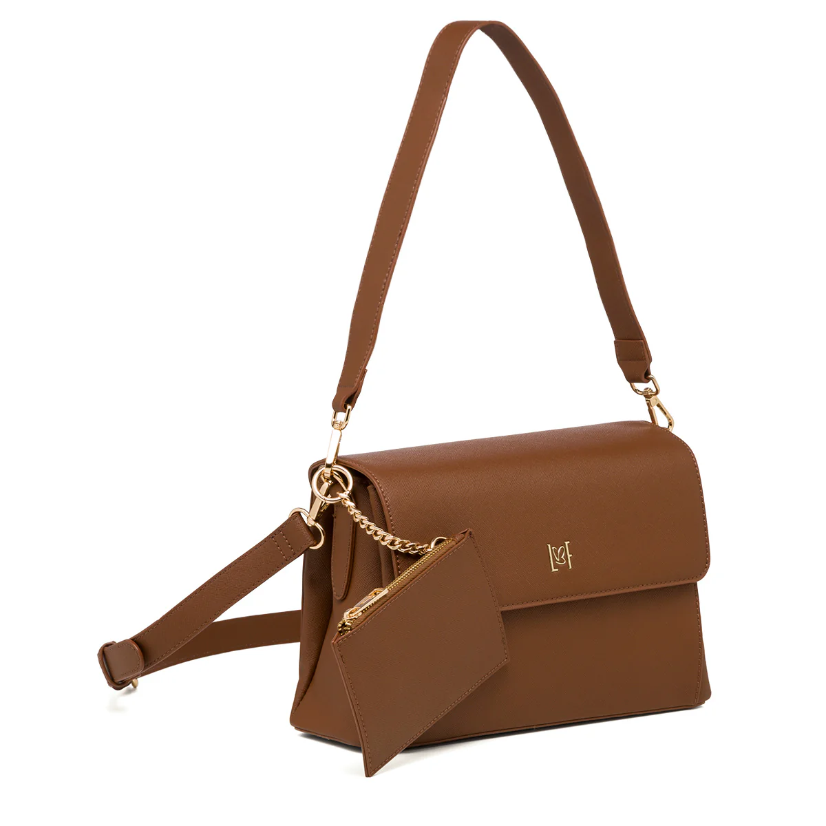 Borsa a tracolla marrone da donna con chiusura a bottone Lora Ferres - Image 2