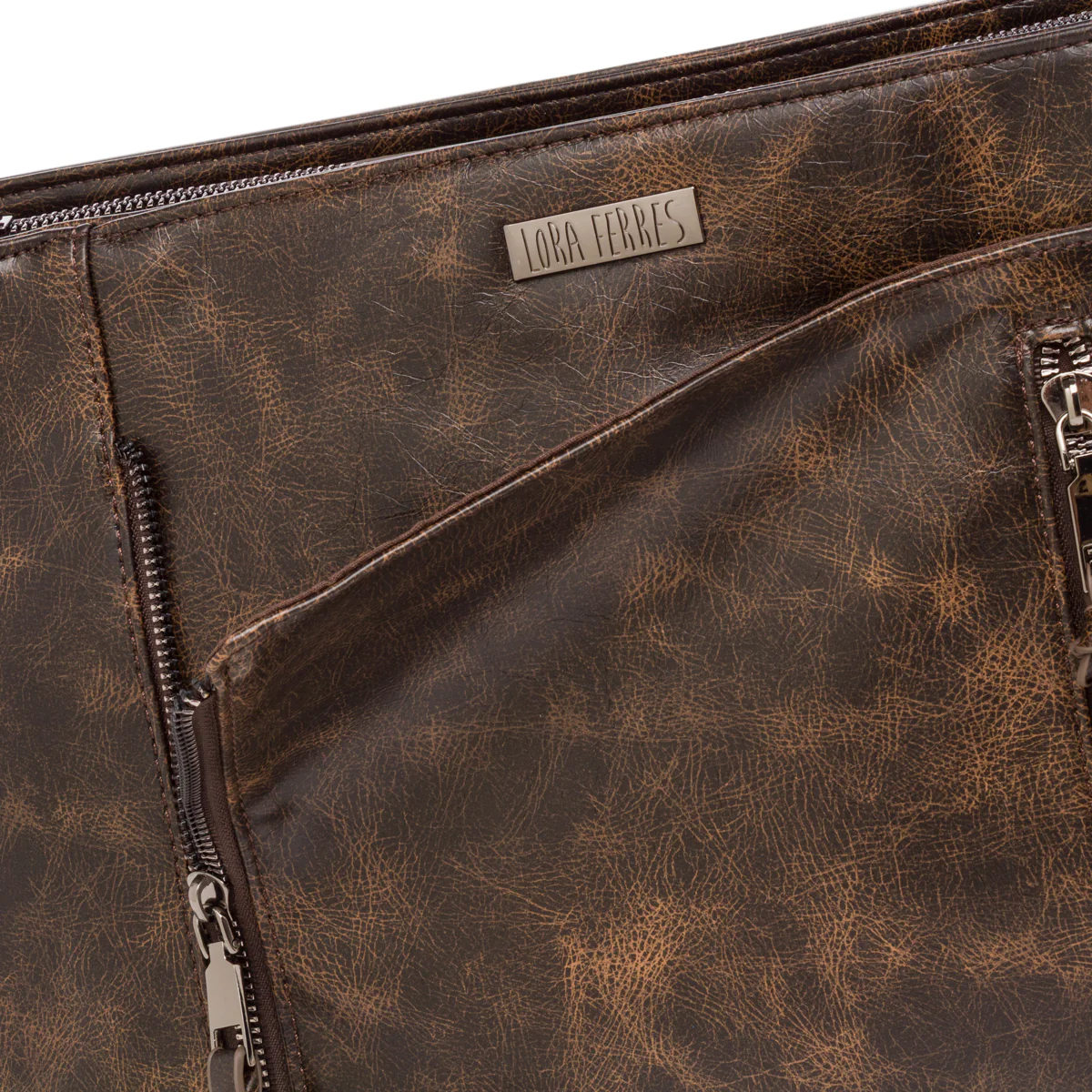 Borsa a tracolla marrone da Donna con dettagli zip Lora Ferres - Image 3