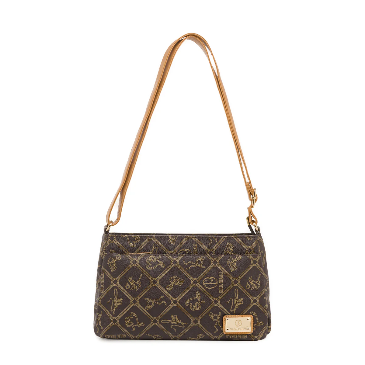 Borsa a tracolla marrone da Donna con stampa all-over Giulia Pieralli