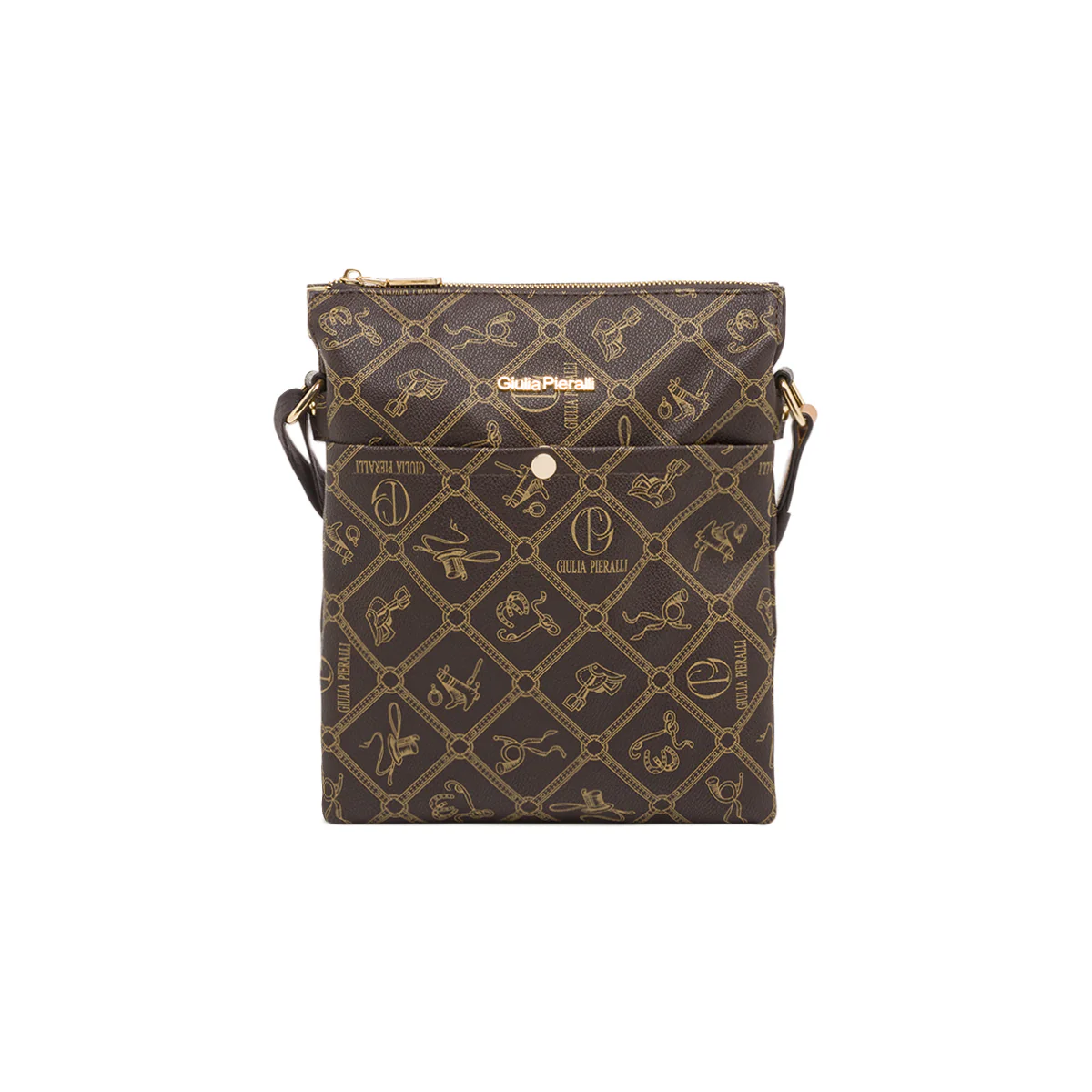 Borsa a tracolla marrone da Donna con stampa monogram Giulia Pieralli