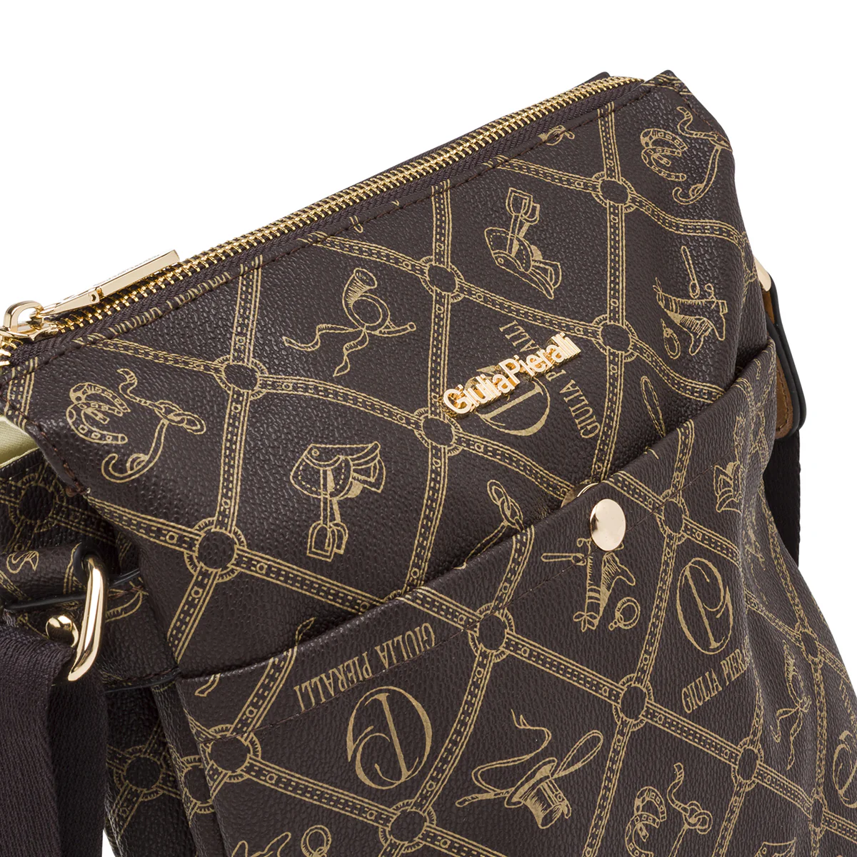 Borsa a tracolla marrone da Donna con stampa monogram Giulia Pieralli - Image 4
