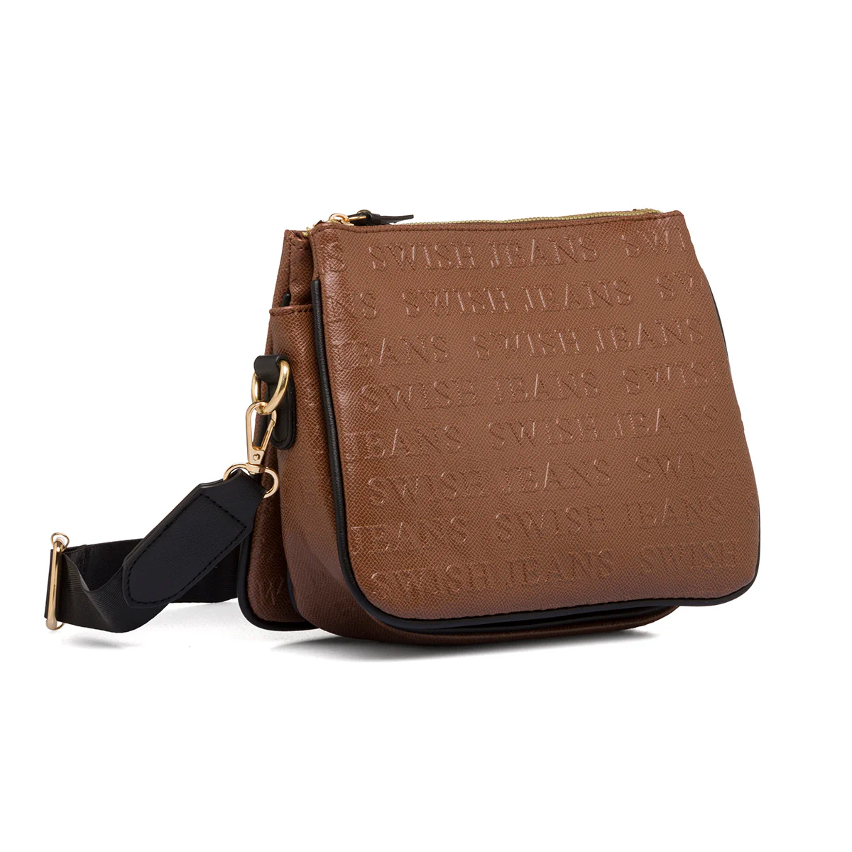 Borsa a tracolla marrone da donna con stampa monogramma Swish Jeans - Image 3