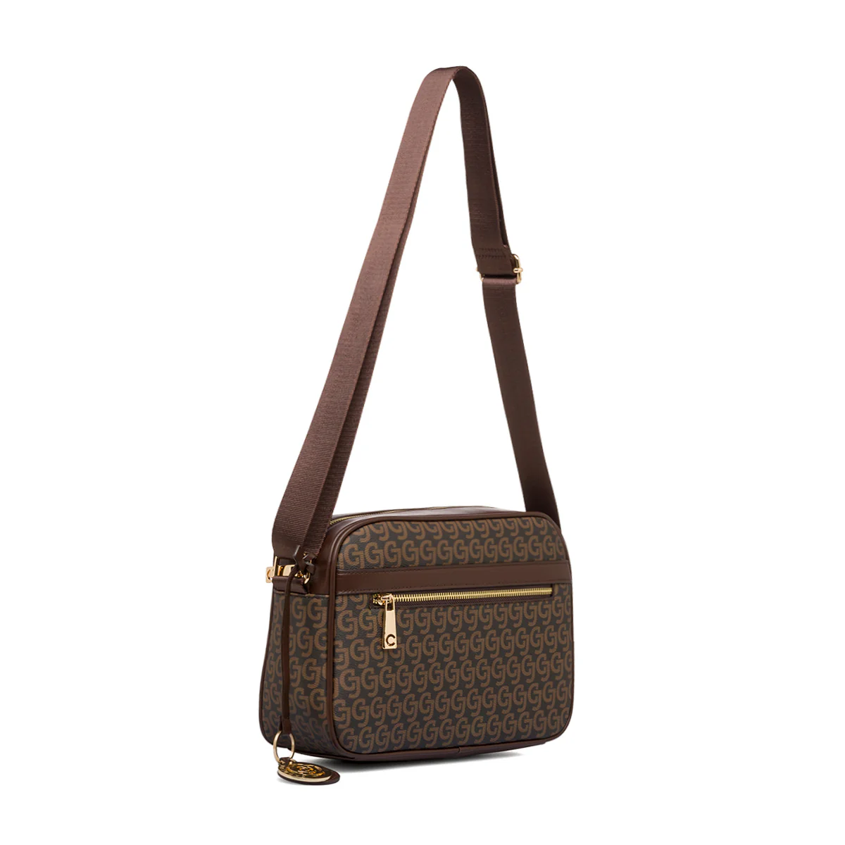 Borsa a tracolla marrone da donna con zip e monogramma Carrera Audrey - Image 2