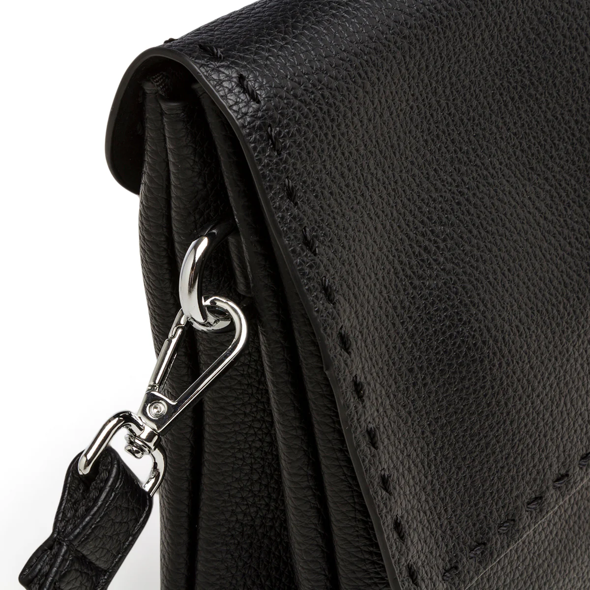 Borsa a tracolla nera da donna con cuciture a vista Lora Ferres - Image 3
