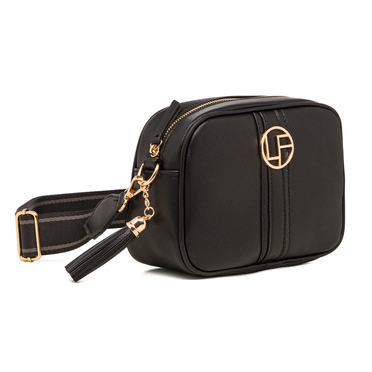 Borsa a tracolla nera da donna con logo Lora Ferres - Image 3