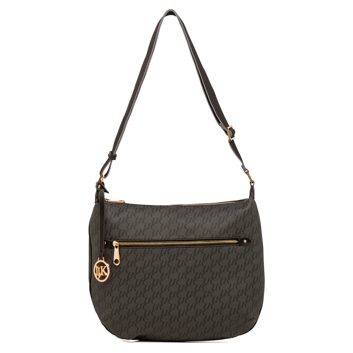 Borsa a tracolla nera da donna con logo pendente dorato Lumberjack