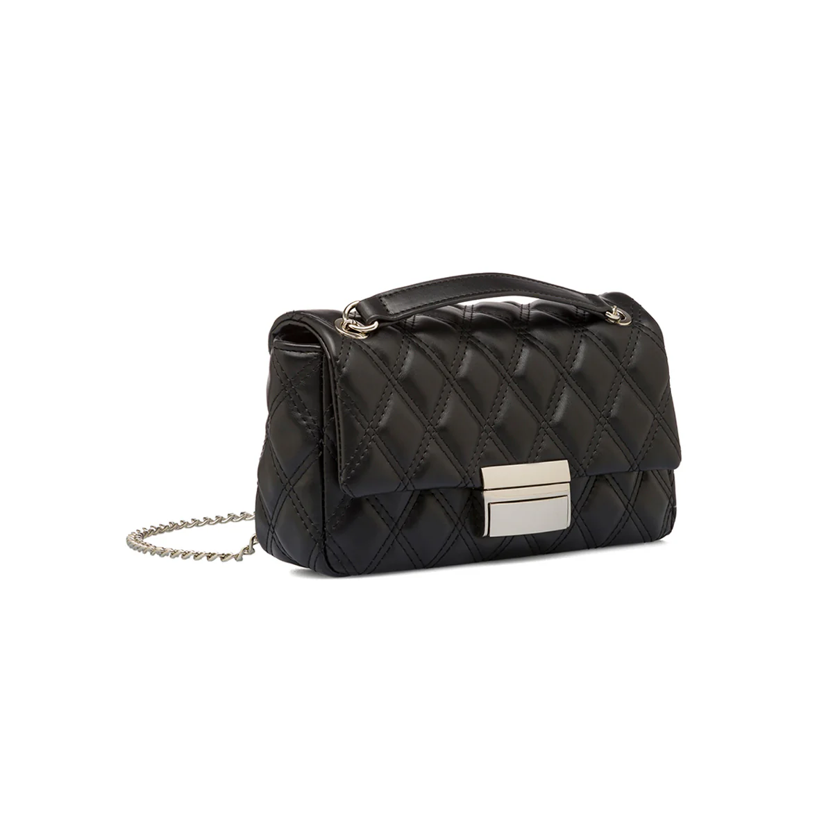 Borsa a tracolla nera da Donna con trapuntatura a rombi Lora Ferres - Image 4