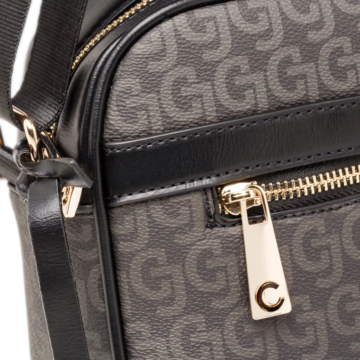 Borsa a tracolla nera da donna con zip e monogramma Carrera Audrey - Image 4