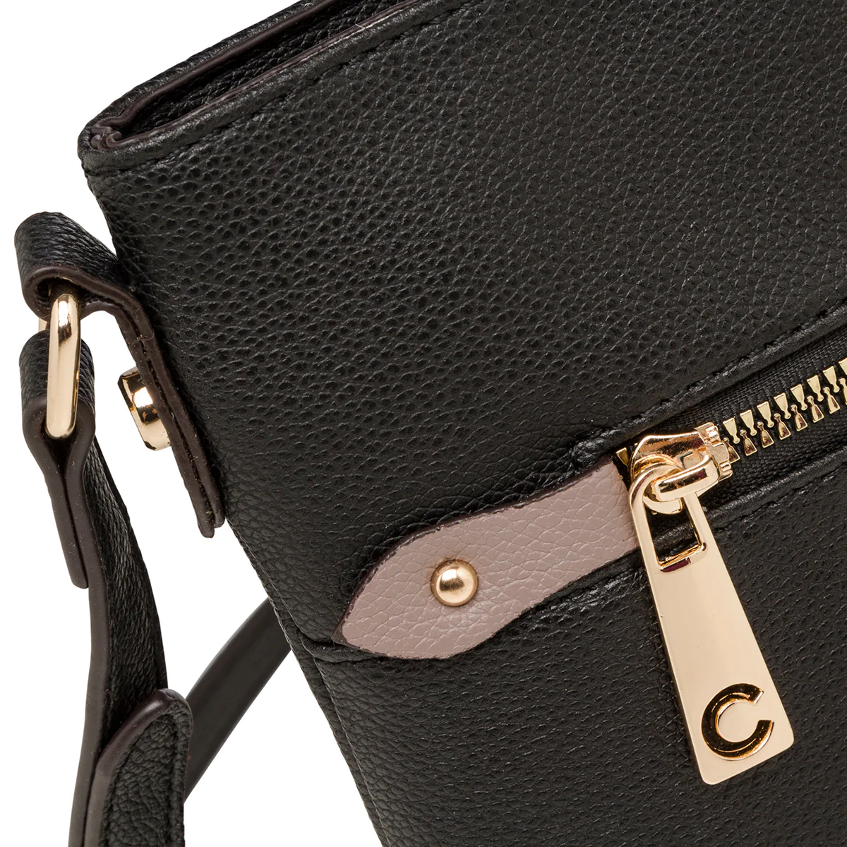 Borsa a tracolla nera da donna con zip frontale Carrera First - Image 4