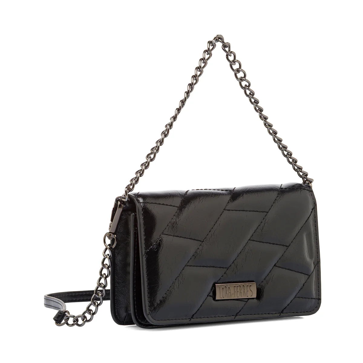 Borsa a tracolla nera da Donna effetto vernice Lora Ferres - Image 2
