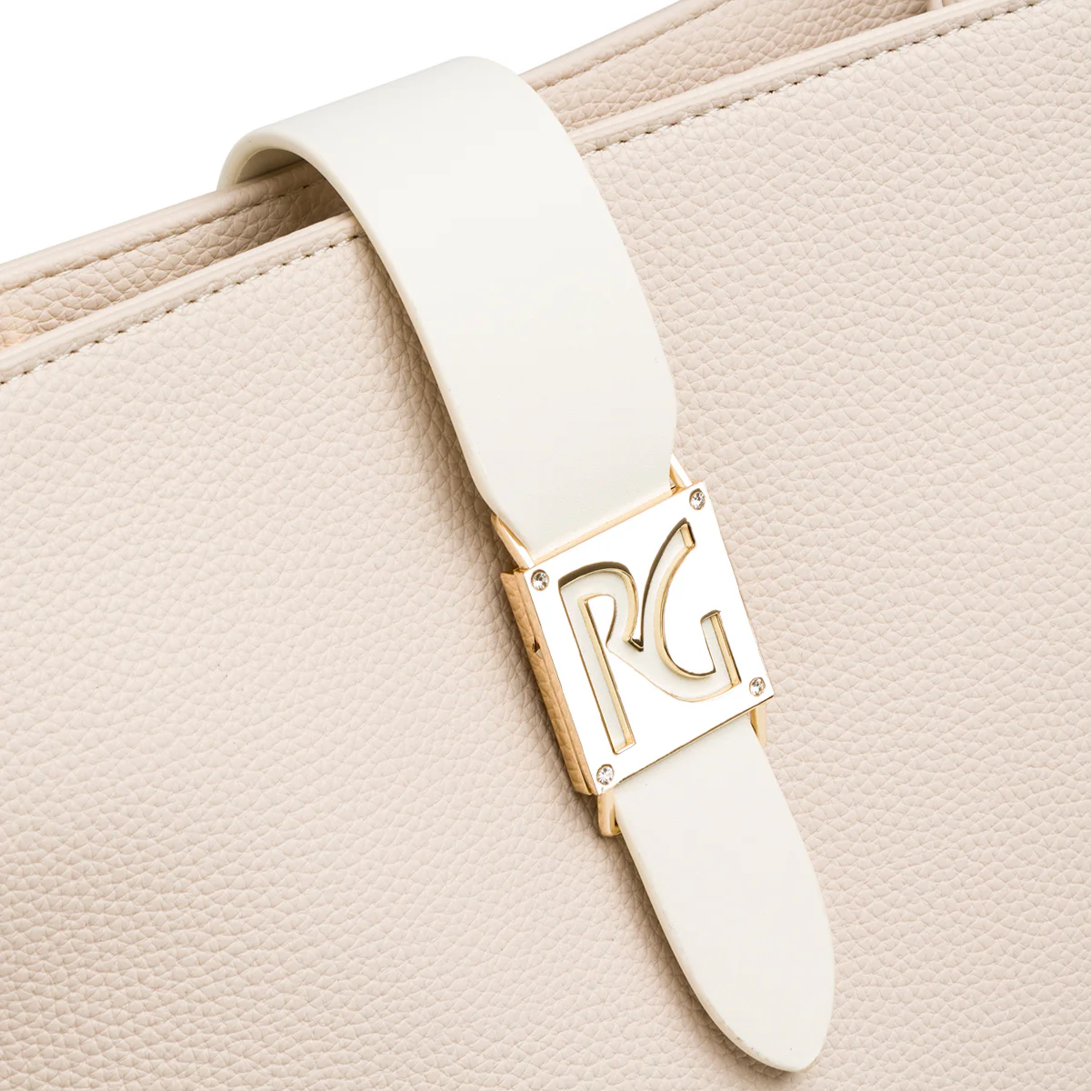 Borsa a tracolla nude da donna con logo frontale in metallo Romeo Gigli Milano Wanda - Image 3
