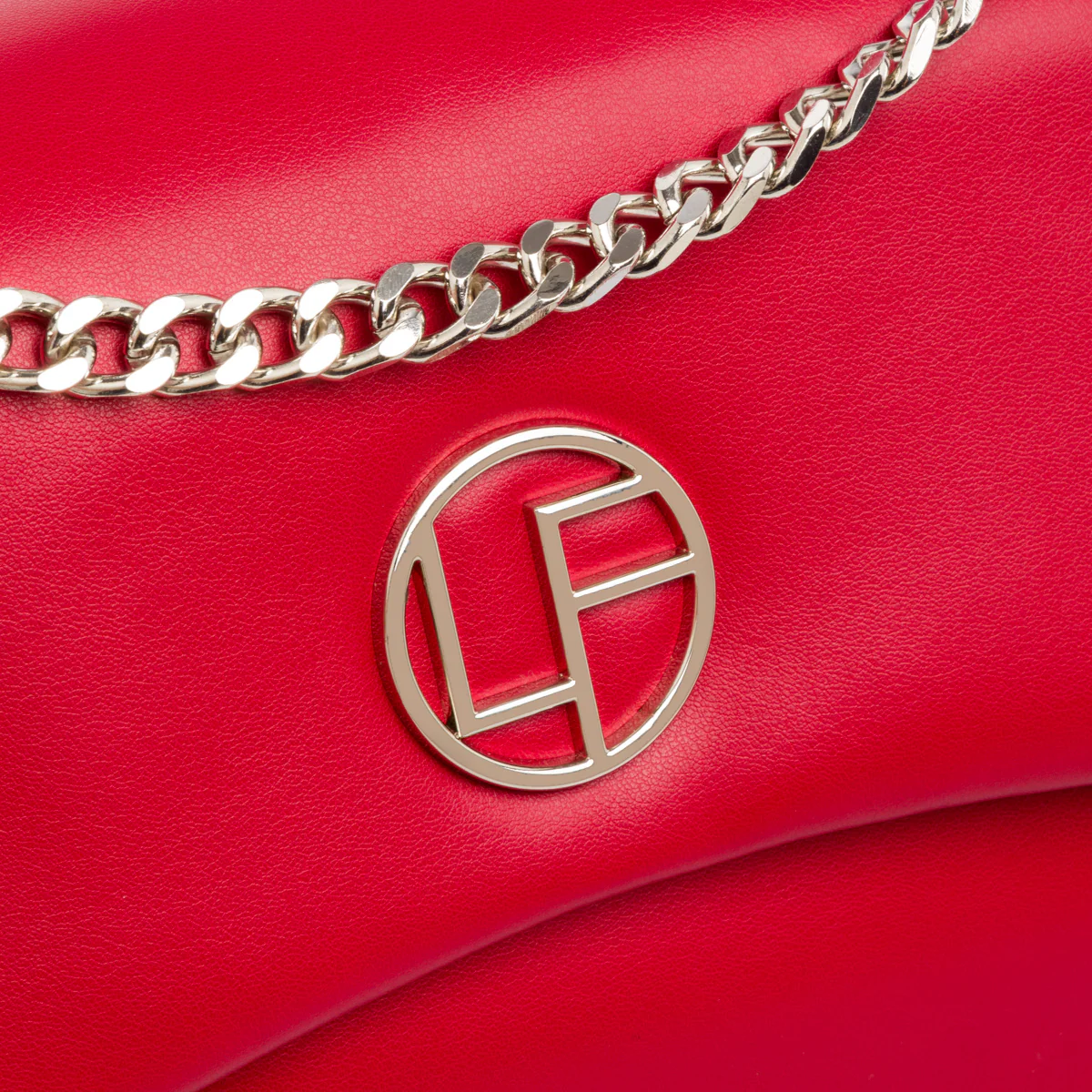 Borsa a tracolla rossa da Donna con catena e dettaglio logo Lora Ferres - Image 4