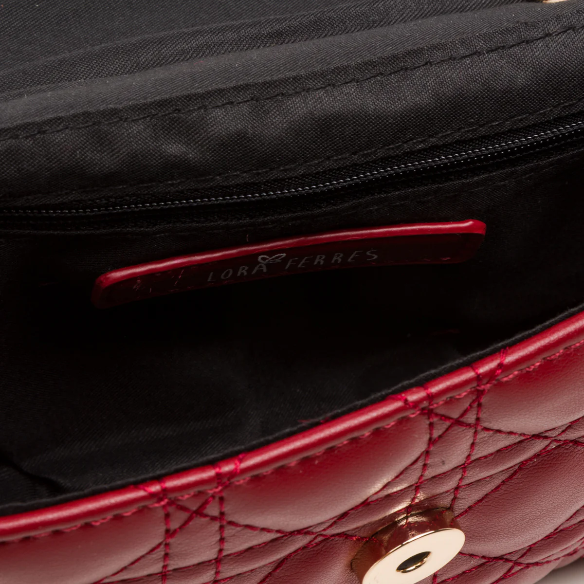Borsa a tracolla rossa Lora Ferres effetto trapuntato - Image 4
