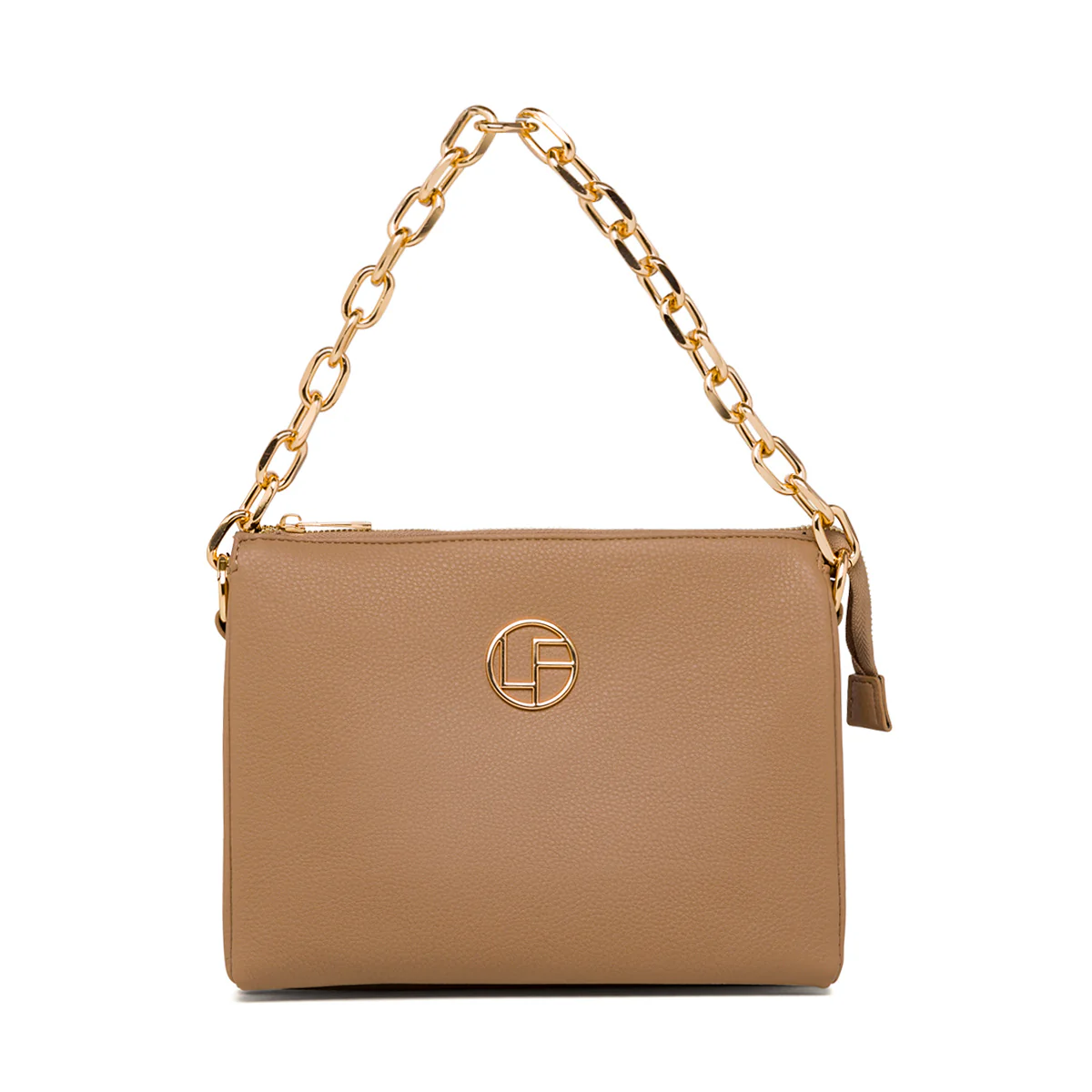 Borsa a tracolla taupe da donna con manico a catena Lora Ferres