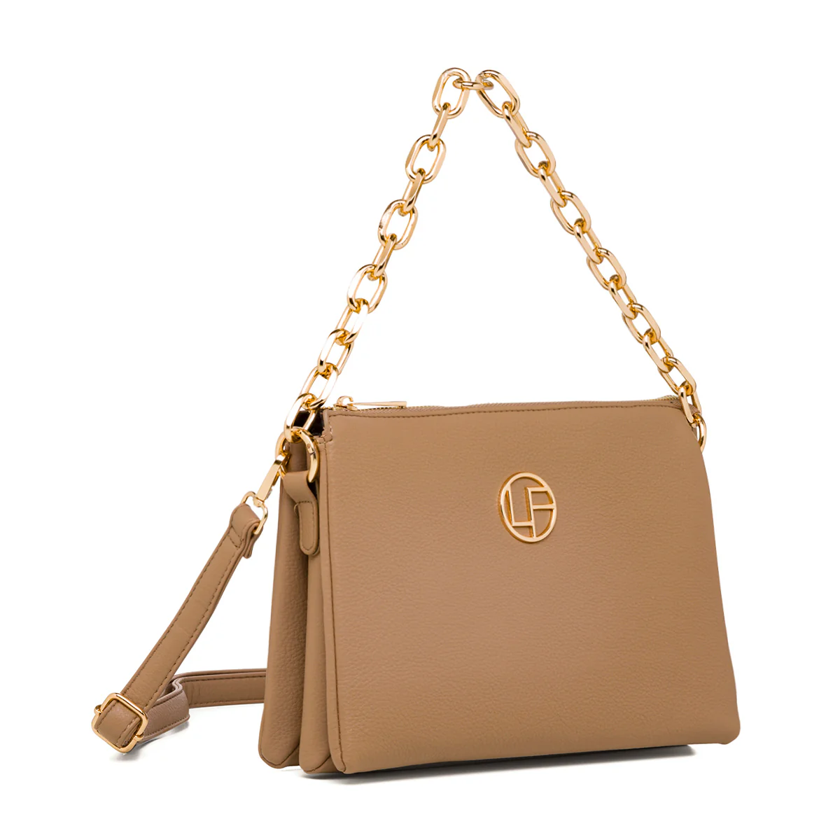 Borsa a tracolla taupe da donna con manico a catena Lora Ferres - Image 2