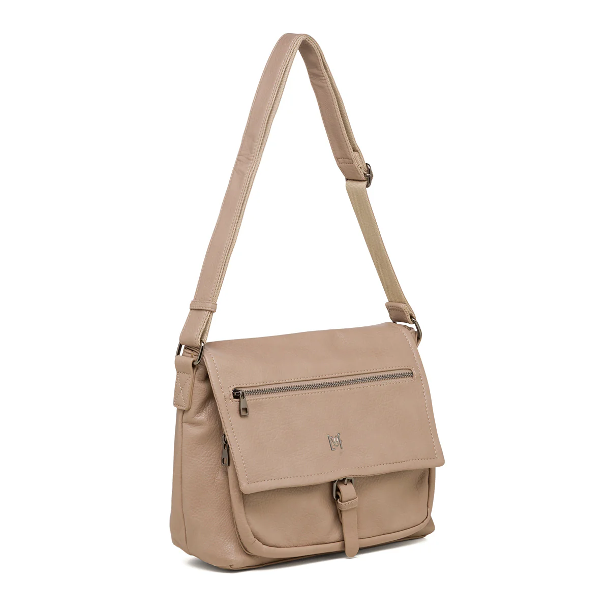 Borsa a tracolla taupe da donna con zip frontale Lora Ferres - Image 2
