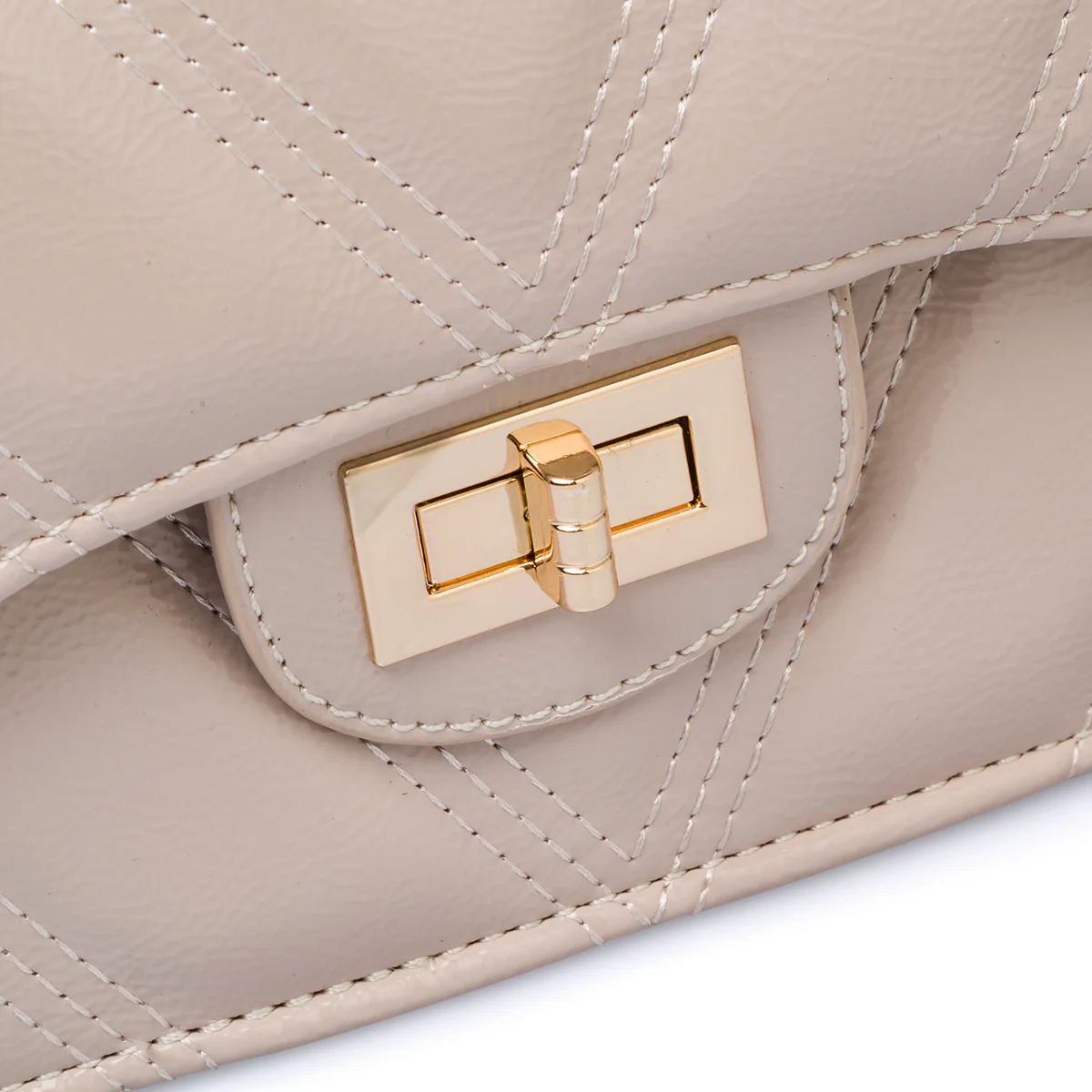Borsa a tracolla taupe effetto vernice da donna Lora Ferres - Image 3
