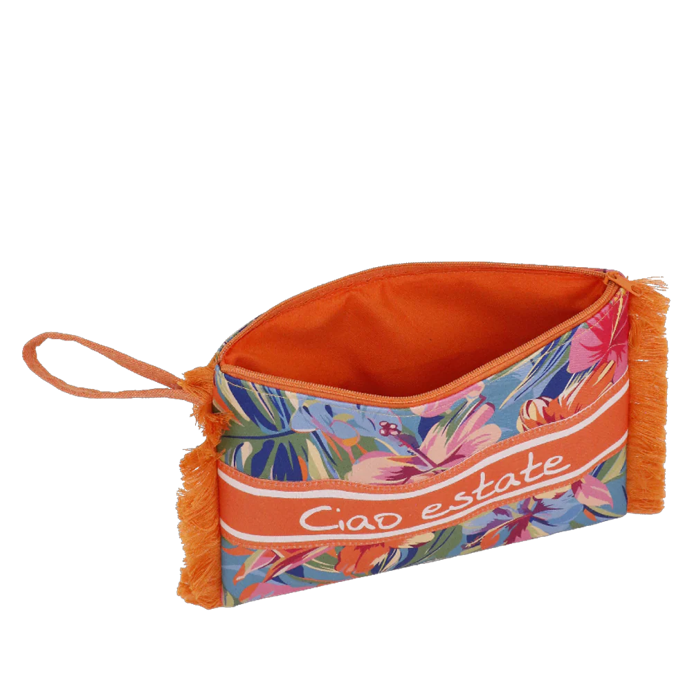 Borsa clutch da Donna arancione a fantasia floreale Camomilla Milano - Image 3