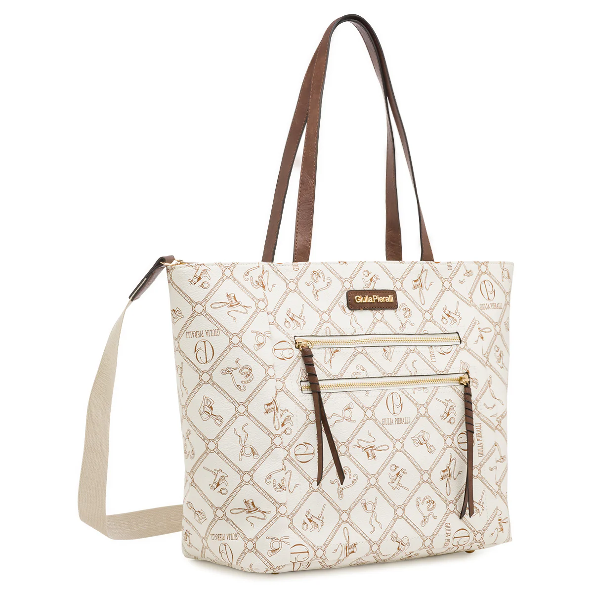 Borsa da Donna bianca con stampa logo e doppia tasca Giulia Pieralli - Image 2