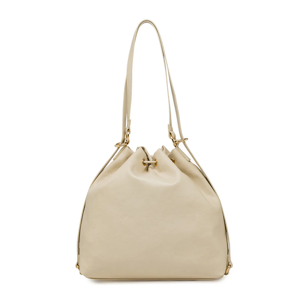 Borsa da donna Lora Ferres bianca stile secchiello con coulisse - Image 2